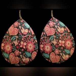 Floral Heart Teardrop Earrings